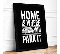 Home Is Where You Park It Typography Framed Wall Art Print A2 (59.4×42cm) Black, Wall Decor for Living Room, Bedroom, Office & Home, Ready to Hang, Art Gift