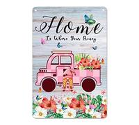 Home is Where Your Honey Tin Plaque Novelty Personalized Metal Plaque Rero Wood Grain Unique Drinking Sign Travel Souvenirs Pool House Outdoor Decor for Table Dining Room Yard Bar 12x8in