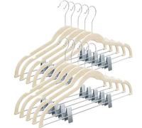 Home-it 10 Pack Clothes Hangers with clips - IVORY Velvet Hangers for skirt hangers - Clothes Hanger - pants hangers - Ultra Thin No Slip