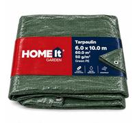 HOME It Garden PE Tarpaulin 6 x 10 m, 50 g/m², Green | Lightweight 50 g/m² PE with double-welded edges and aluminium eyelets every 1 m for regular fixing points