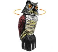 HOME It® Owl Bird Scarer with 360° Rotating Head - Bird Deterrent for Garden & Balcony, Realistic Eyes, Mounting Hole, Plastic, 38.5 cm