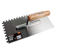 Home It® Work Notched Trowel 8 mm - 135×280 mm - Wooden Handle - Durable Steel Blade - Professional Tool for Adhesive and Mortar Application