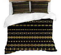 Home King Size Duvet Cover Bedding Set 100% Polyester 3D Black Gold Geometric Bohemian Abstract Art Printed Pattern 3 Pcs With 2 Pillowcases Lightweight Ultra Soft Microfiber Quilt Cover Set 230X22