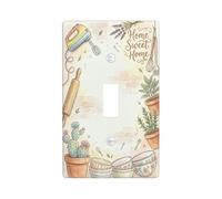 Home Kitchen Single Light Switch Cover Plate, Homey Rustic Sweet Cactus Spring Pastel Plastic Standard Size Toggle Light Switch Cover for New Apartment Home Bedroom Office Decor (Single)