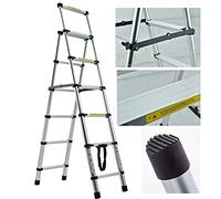 Home Ladder 5+6 Step Ladder Aluminium Heavy Duty 6 Tread Telescopic Stepladder Indoor Folding Stepladder Max 150kg Capacity
