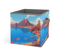 Home Laundry Basket Crater Lake Printed Storage Box Suitable for Home Bathroom Bedroom Clothes Storage Box
