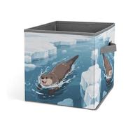 Home Laundry Basket Otters in The Glaciers Printed Storage Box Suitable for Home Bathroom Bedroom Clothes Storage Box