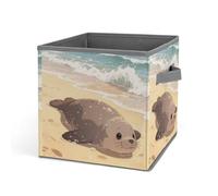 Home Laundry Basket Seal on The Beach Printed Storage Box Suitable for Home Bathroom Bedroom Clothes Storage Box