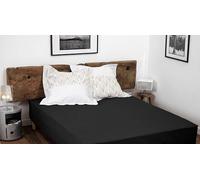Home Linge Passion 100% Cotton Fitted Sheet - 57 Thread Count - Size 140 x 190 cm - Black - 25 cm Deep Weave - Soft, Breathable, Washable - Home linge passion