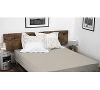 Home Linge Passion 100% Cotton Fitted Sheet - 57 Thread Count - Size 140 x 190 cm - Ivory Beige - 35 cm Deep Weave - Soft, Breathable, Washable - Home linge passion