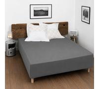 Home Linge Passion 100% Cotton Fitted Sheet - 57 Thread Count - Size 160 x 200 cm - Dark Grey - 25 cm Deep Weave - Soft, Breathable, Washable
