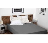 Home Linge Passion 100% Cotton Fitted Sheet - 57 Thread Count - Size 180 x 200 cm - Dark Grey - 25 cm Deep Weave - Soft, Breathable, Washable