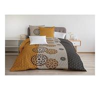 Home Linge Passion 3-Piece Bedding Set 220 x 240 cm 100% Cotton 57 Thread Count, Grey & Orange, 220x240cm