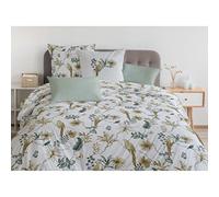 Home Linge Passion 3-Piece Bedding Set 240 x 260 cm 100% Cotton 57 Thread Count, Green, White & Ochre, 240x260cm