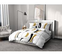 Home Linge Passion | 3 Piece Duvet Cover 100% Cotton 57 Thread Count Double Bed 220 x 240 cm Atoll Black Mustard