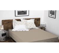 HOME LINGE PASSION, Dark Beige Fitted Sheet 160 x 200 + 35 cm 100% Cotton 57 Thread Count (Label Oeko-TEX Label)
