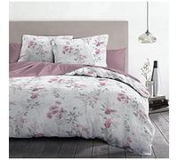Home Linge Passion | Duvet Cover - 3 Pieces | 100% Cotton - 57 Thread Count | Double - 240 x 260 cm | Pompadour White & Antique Pink HP62668