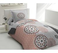 Home Linge Passion | Duvet Cover Set - 2 Pieces | 100% Cotton - 57 Thread Count | Single - 140 x 200 cm | Yucatan - Grey and Old Pink