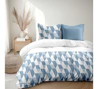 Home Linge Passion Duvet Cover Set 220 x 240 cm - 3 Pieces - Soft Cotton Percale - Duvet Cover + Pillowcase - Blue - La Gypsy Design