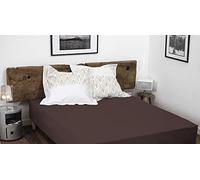 Home Linge Passion Fitted Sheet 90 x 190 cm, 25 cm Corner, 57 Thread Count, Cotton, Chocolate, Individual