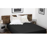 HOME LINGE PASSION, Fitted Sheet, Black, 160 x 200 cm + 35 cm, 100% Cotton, 57 Thread Count, Oeko-TEX Label