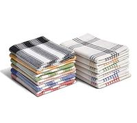 Home Linge Passion Kitchen Tea Towels 100% Cotton (Pack of 9), Size 50 x 70 cm (Panache Blue, Yellow, Green, Red, Beige, Black), Multi-Coloured
