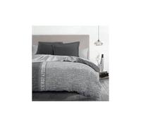 Home Linge Passion Newspaper Microfibre Duvet Cover Set - 1 Duvet Cover 220 x 240 cm + 2 Pillowcases 63 x 63 cm - Grey