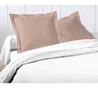 Home Linge Passion Ruffled Flat Cotton 57 Thread Count Pillowcases 25x25 Inch (2 Pack) Dusky Pink, Rose, 63x63 cm
