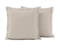 Home Linge Passion - Set of 2 pillowcases 100% cotton 57 thread count, 63 x 63 cm, Oxford finish (flat stitched frill) - Beige Cream Ivory