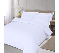 Home Living Luxury Plain Dyed Solid Colours Easy Care Duvet Cover and Pillowcase Bedding Set (King, White)