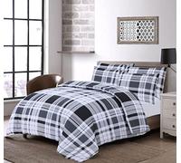 Home Living Moving To University Student Essentials Bedding Starter Pack Complete Student Bedding Set - Single or Double (Bedford Check Black, Double)