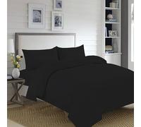 Home Living NON IRON Luxury Easycare Plain Dyed Duvet Cover & Pillow Case(s) Bedding Set (Black, King Size Complete Set)