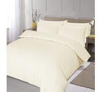 Home Living NON IRON Luxury Easycare Plain Dyed Duvet Cover & Pillow Case(s) Bedding Set (Cream, Double)