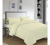 Home Living NON IRON Luxury Easycare Plain Dyed Duvet Cover & Pillow Case(s) Bedding Set (Cream, Double Bed Complete Set)