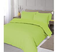 Home Living NON IRON Luxury Easycare Plain Dyed Duvet Cover & Pillow Case(s) Bedding Set (Lime, Single)