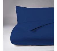 Home Living NON IRON Luxury Easycare Plain Dyed Duvet Cover & Pillow Case(s) Bedding Set (Navy, Double Fitted Sheet)