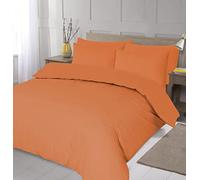 Home Living NON IRON Luxury Easycare Plain Dyed Duvet Cover & Pillow Case(s) Bedding Set (Orange, Double)