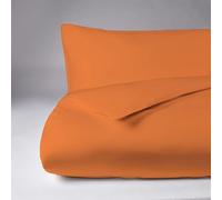 Home Living NON IRON Luxury Easycare Plain Dyed Duvet Cover & Pillow Case(s) Bedding Set (Orange, King Fitted Sheet)
