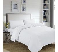 Home Living NON IRON Luxury Easycare Plain Dyed Duvet Cover & Pillow Case(s) Bedding Set (White, Double Bed Complete Set)
