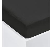 Home Living Super Soft Terry Towelling Stretch Fitted Sheet Mattress Protection Cover Fully Elasticated Extra Deep Breathable All Seasons (Black, Double)