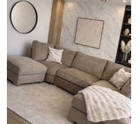 Home & Love Bishop U Shape Cinema Sofa Fixedback Corner Sofa - Elara Beige Home & Love Beige