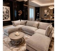 Home & Love Bishop U Shape Cinema Sofa Fixedback Corner Sofa - Maison Beige Home & Love Beige