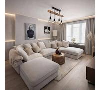 Home & Love Bishop U Shape Cinema Sofa Scatterback Corner Sofa - Windsor Cream Home & Love Cream