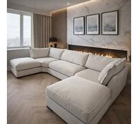 Home & Love Luxury Bishop U Shape Cinema Sofa Fixedback Corner Sofa - Savoy Cream