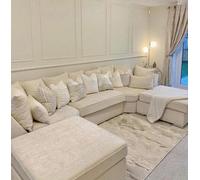 Home & Love Luxury Bishop U Shape Cinema Sofa Scatterback Corner Sofa - Made In Uk - Pearl