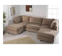 Home & Love Oakland Bishop U Shape Cinema Sofa Fixedback Corner Sofa - Mink in Beige Home & Love Beige