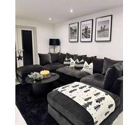 Home & Love Orlando Bishop U Shape Cinema Sofa Scatterback Corner Sofa - Black Home & Love Black