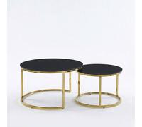 HOME LUXE INTERIOR Aria Black Marble & Gold Nesting Coffee Tables - Set of 2 Round, 80cm HOME LUXE INTERIOR Black