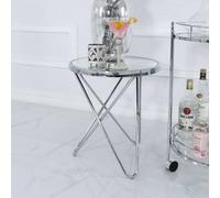 HOME LUXE INTERIOR Atlas Clear Glass End Chrome Table HOME LUXE INTERIOR Clear