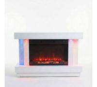 HOME LUXE INTERIOR Bianco Multimedia Fireplace Suite with Bluetooth & Charging 140cm in White | Size: 1600mm x 1000mm HOME LUXE INTERIOR White 1600mm x 1000mm